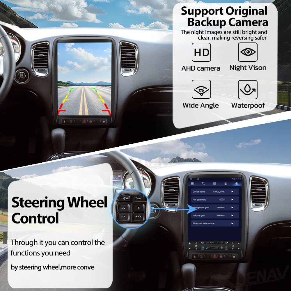 XUENAV- Pantalla táctil Android Head Unit Upgrade para 2011 2012 2013 Dodge Durango Android Coche Radio Reemplazo inalámbrico carplay Android Auto Auto navegación GPS Auto Estéreo