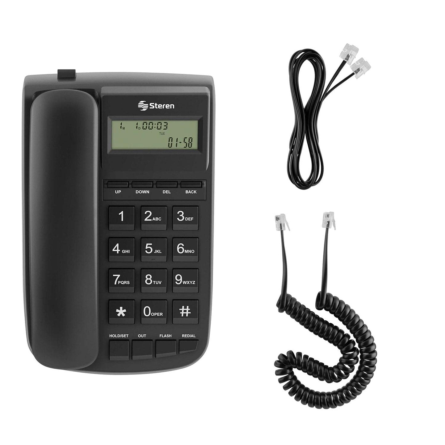 STEREN Teléfono alámbrico con Teclado Grande Tel-225
