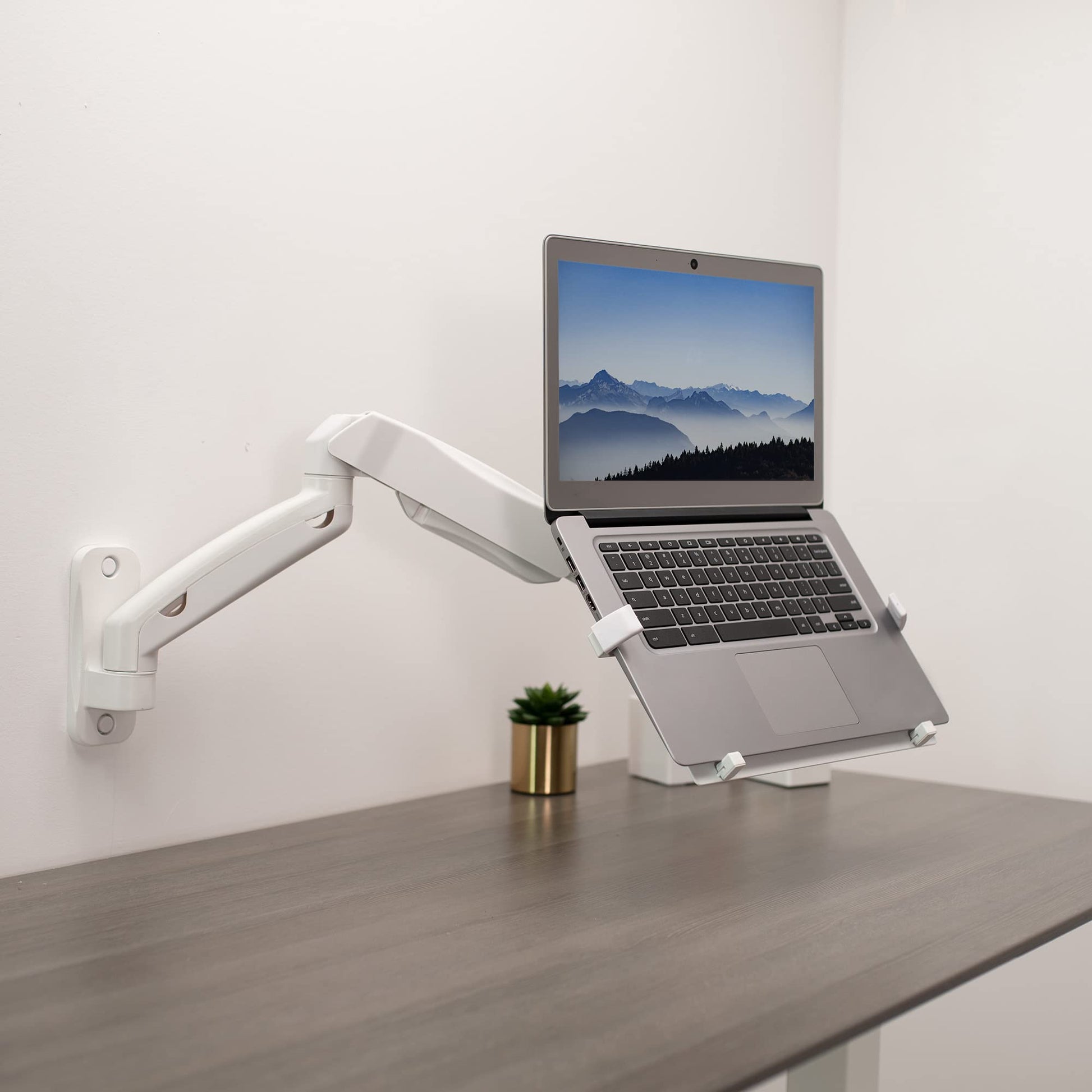Soporte de Pared para Portátil Vivo Blanco con Brazo Neumático Ajustable