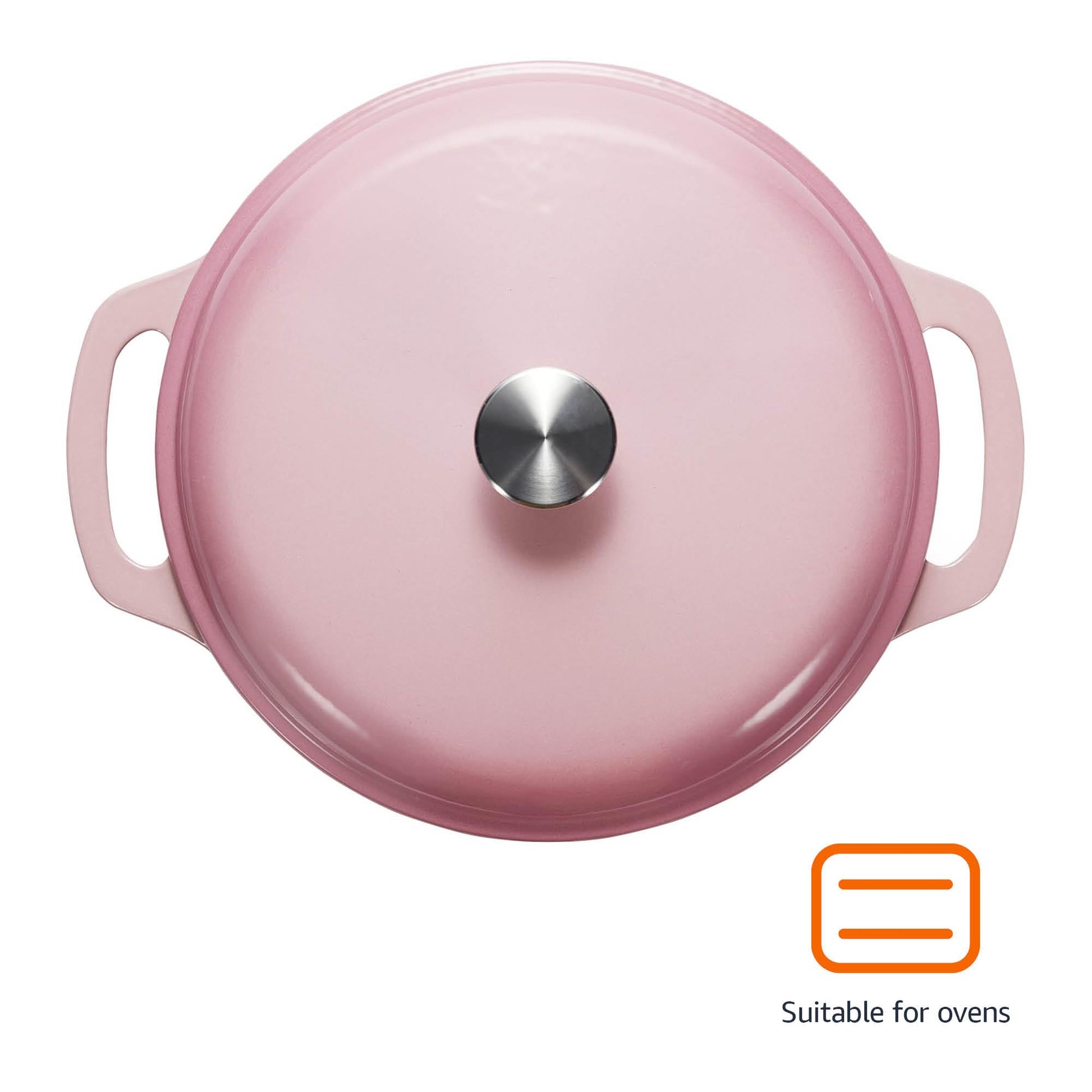 Amazon Basics - Horno holandés cubierto de hierro fundido esmaltado, 6 cuartos de galón, rosa claro