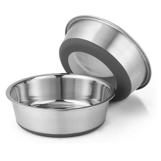 Tazón de Acero Inoxidable TEZXSAEW Gris para Mascota, Set de 2 para Perros y Gatos