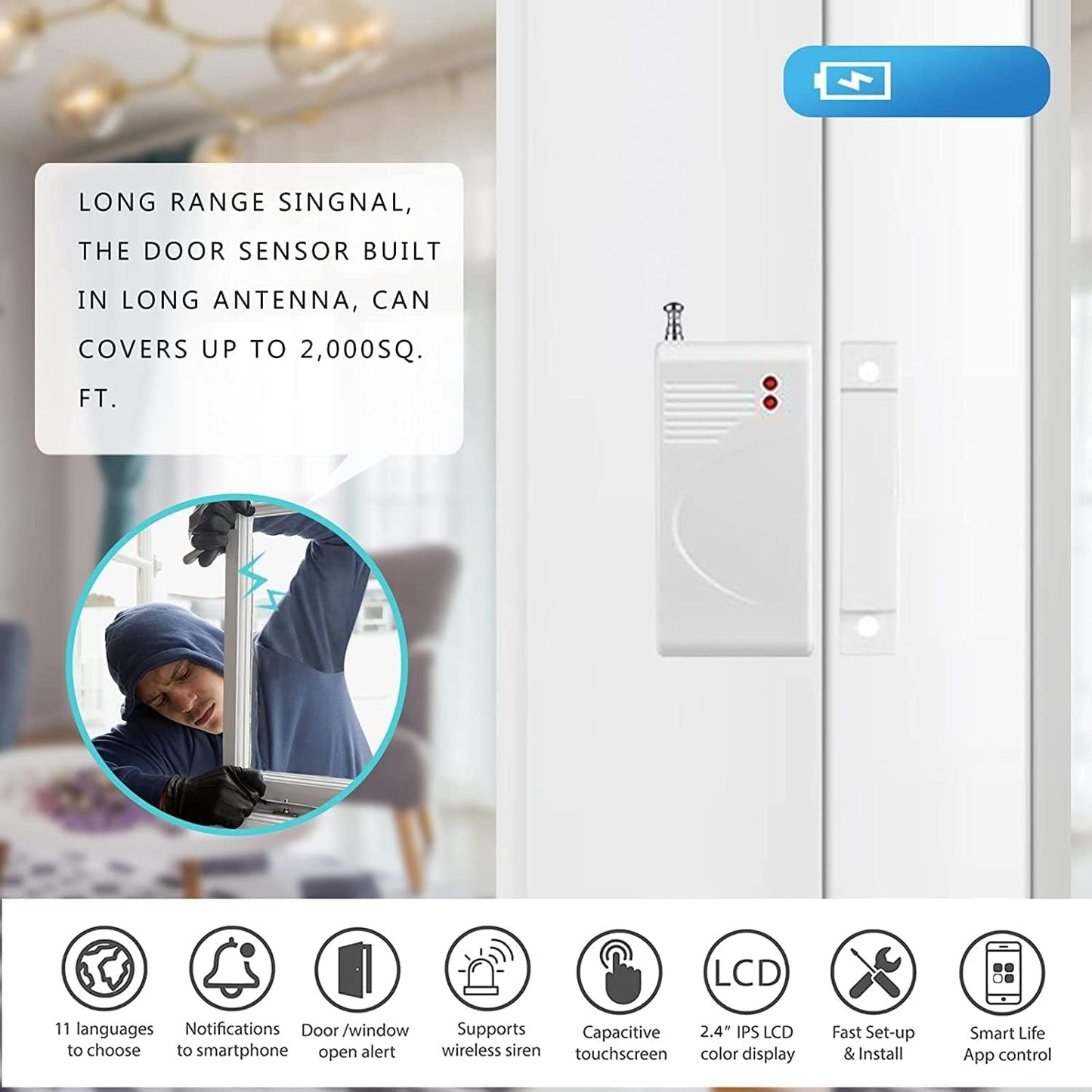 Sistema de Alarma de Seguridad WiFi GSM con Smart Life y Alexa para el Hogar