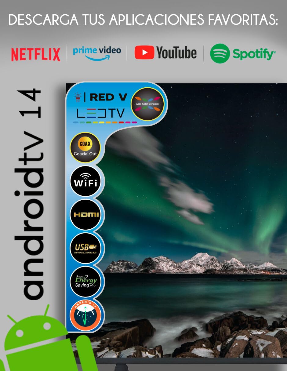 Televisión Smart RED VELVET 43 Pulgadas Android 14 HD