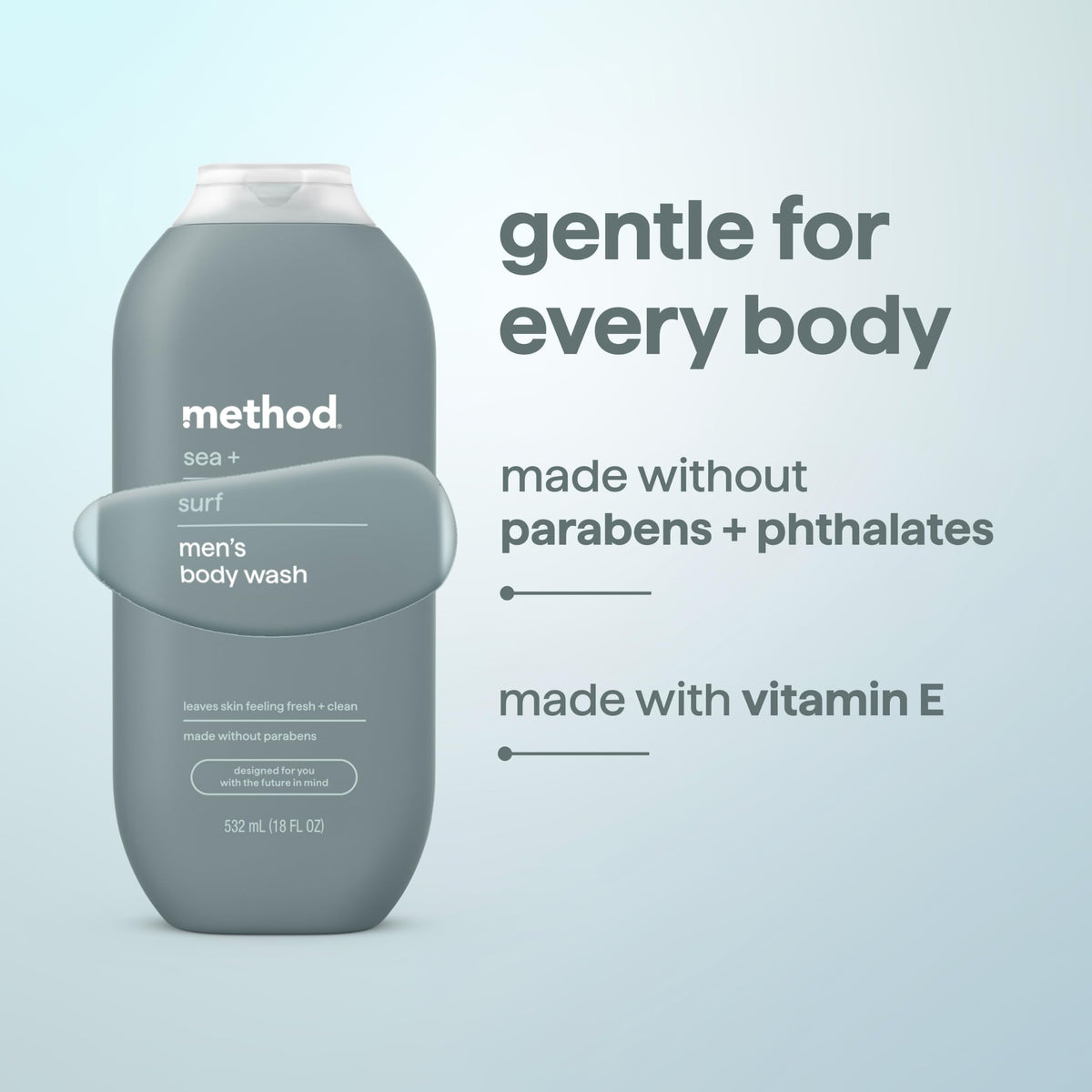 Method Men Body Wash, Sea + Surf, Paraben and Phthalate Free, 18 fl oz (Pack of 1)