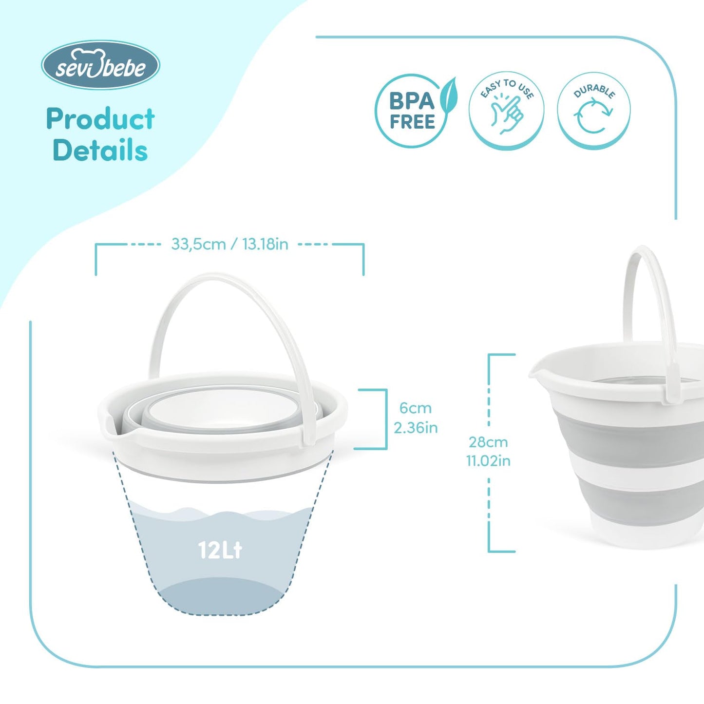 cubeta de baño plegable para bebé, solución de baño fácil y ahorra espacio