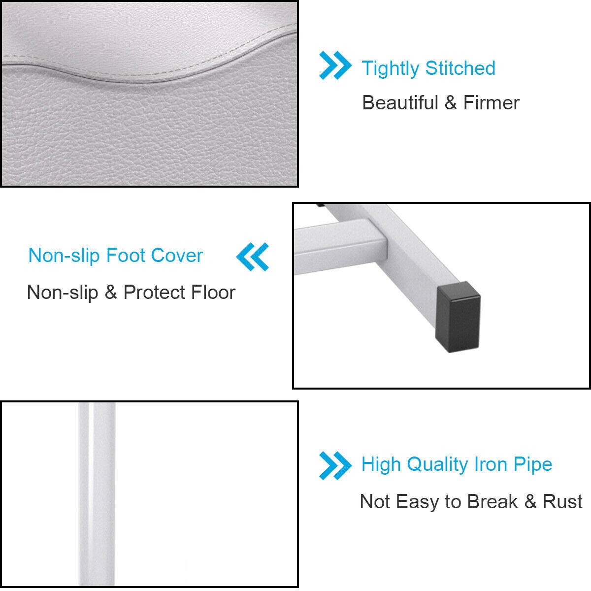 Silla de Taburete Focket Blanco con Reposapiés Ajustable para Pedicura