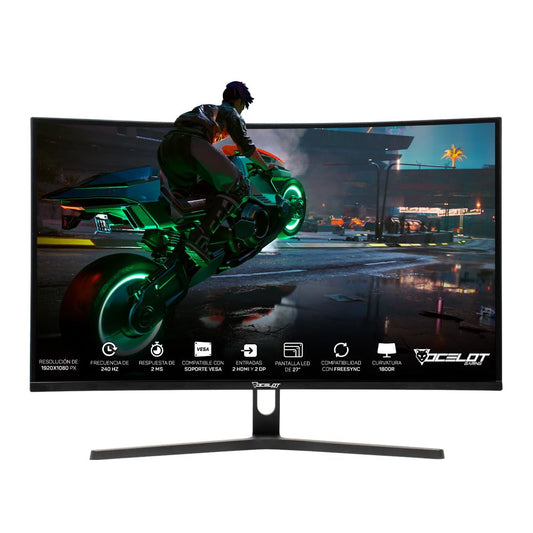 Monitor Gamer Ocelot Gaming OM-C27 Curvo 27 Pulgadas 240 Hz Full HD 1ms Tiempo de Respuesta