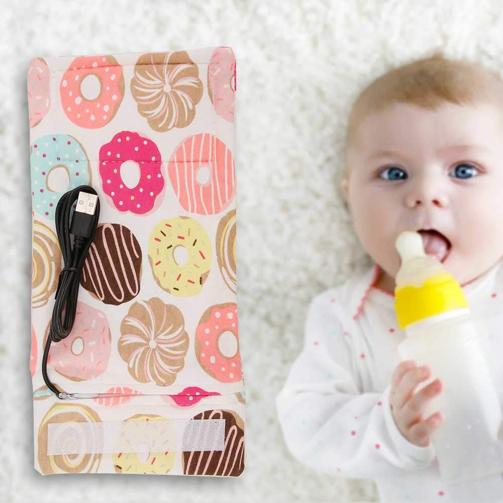 Funda para Biberón que Mantiene el Calor, Bolsas para Biberones Portátiles, USB para Mantener el Calor de la Leche, Calentador Multifunción para Taza de café, té, Bebida, Bolsa de (Rosquilla)