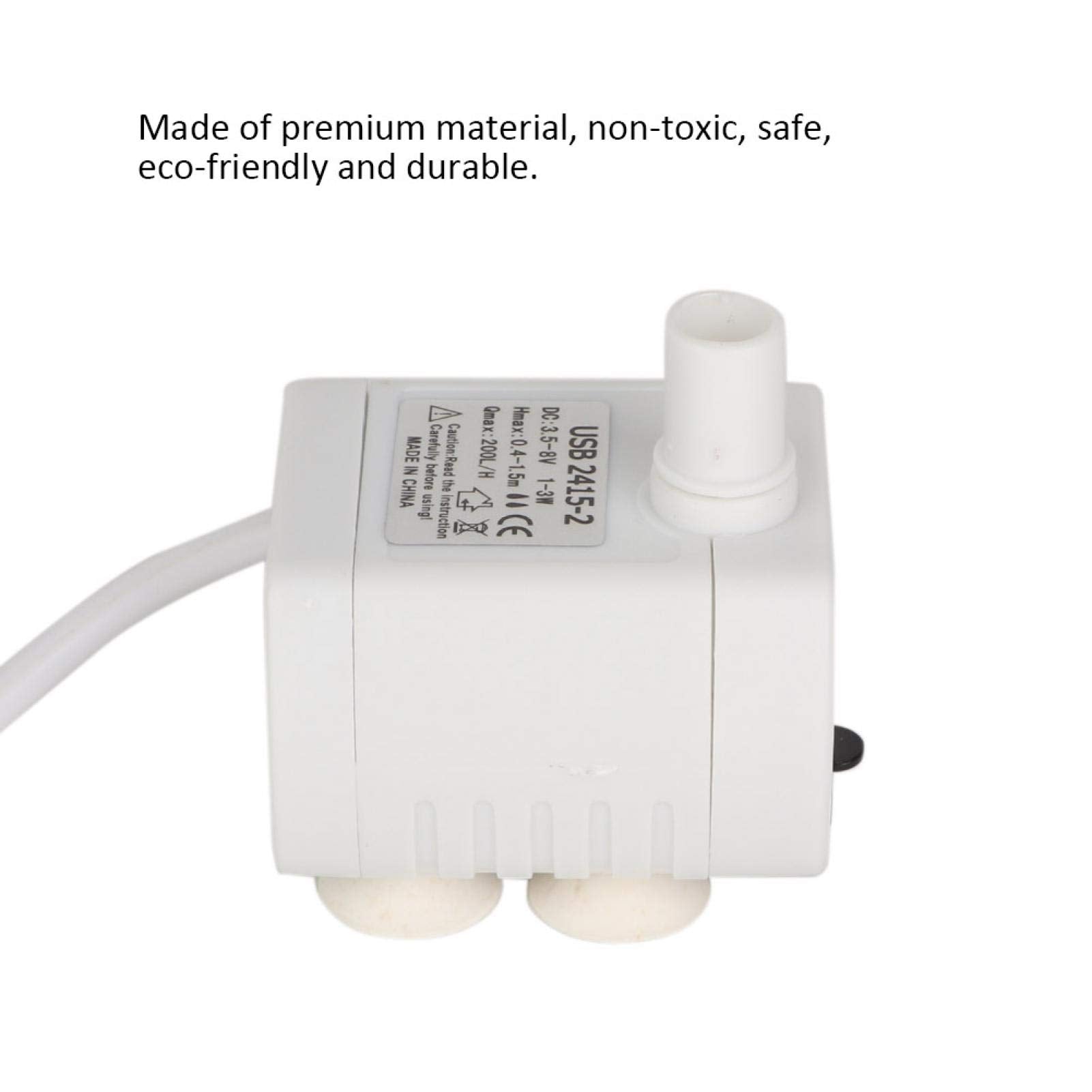 Bomba de fuente para mascotas, Mini bomba USB 200L / H Bomba de agua sumergible para pecera Acuario Dispensador de agua para mascotas