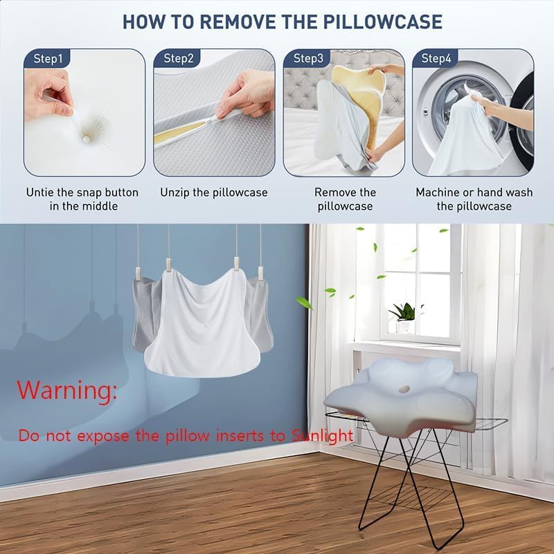 Almohada ergonómica,Almohada Cervical de Espuma con Memoria 2en1,Almohada Ortopedica,Contorno para Dolor de Cuello y Hombro,Almohadas de Soporte Contorneadas para Dormidores de Lado Espalda Estómago.