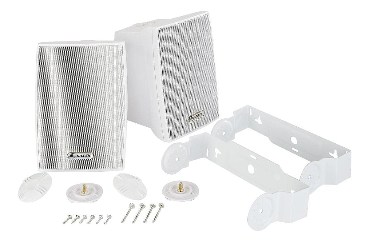 STEREN Juego de 2 bocinas de 2 vías 300 W PMPO c/u, para Exterior SPK-1100BL
