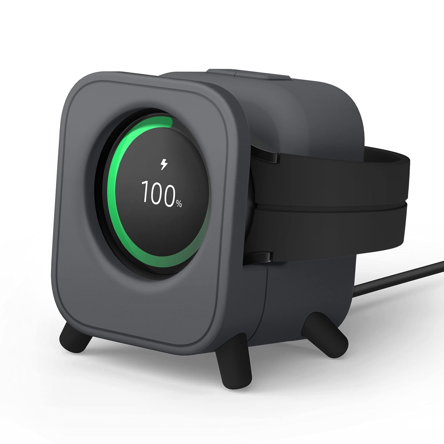 elago GWT5 Soporte de Carga Compatible con Samsung Galaxy Watch 8/8 Classic,7/Ultra,6/6 Classic,5/5 Pro [40/43/44/45/47mm], Diseño de Altavoz Clásico, Modo Nocturno [Cable No Incluido] (Gris Oscuro)