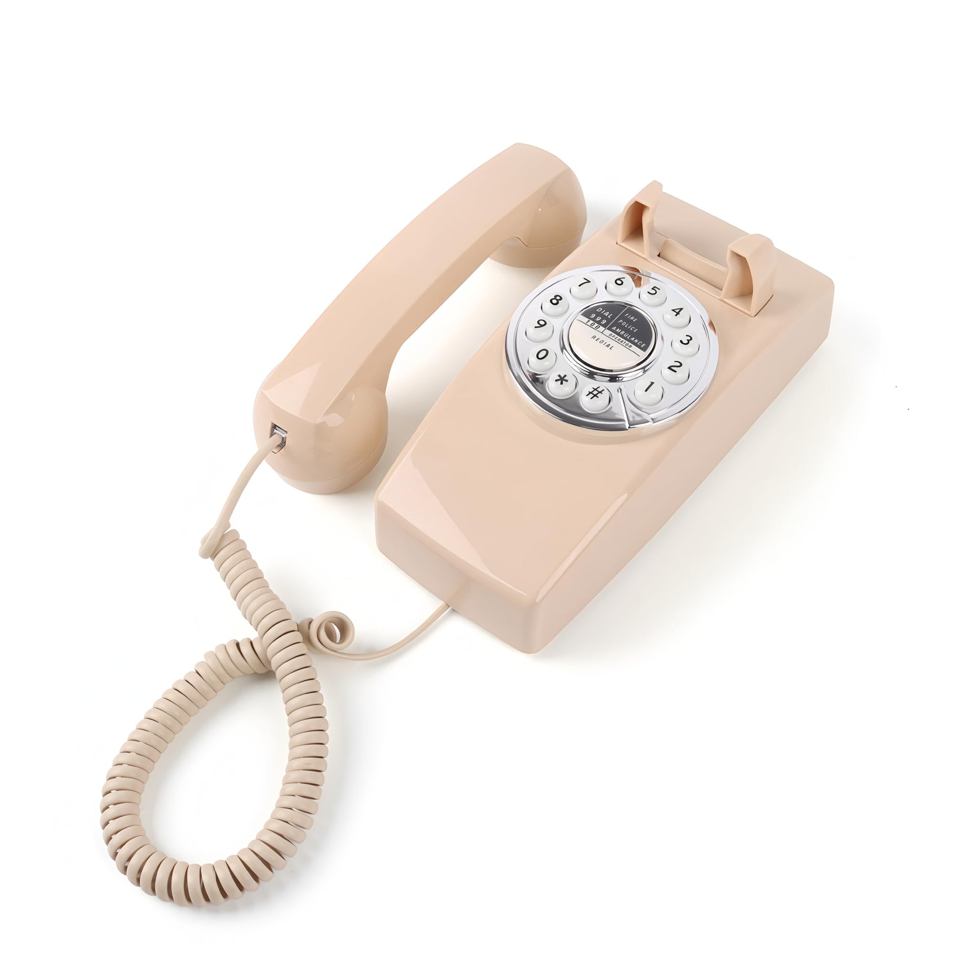 Teléfono TRIMLINE vintage con cable para el hogar, teléfono fijo fácil de montar en la pared, teclado de botones grandes para personas mayores, rellamada del último número, timbre fuerte, teléfonos de