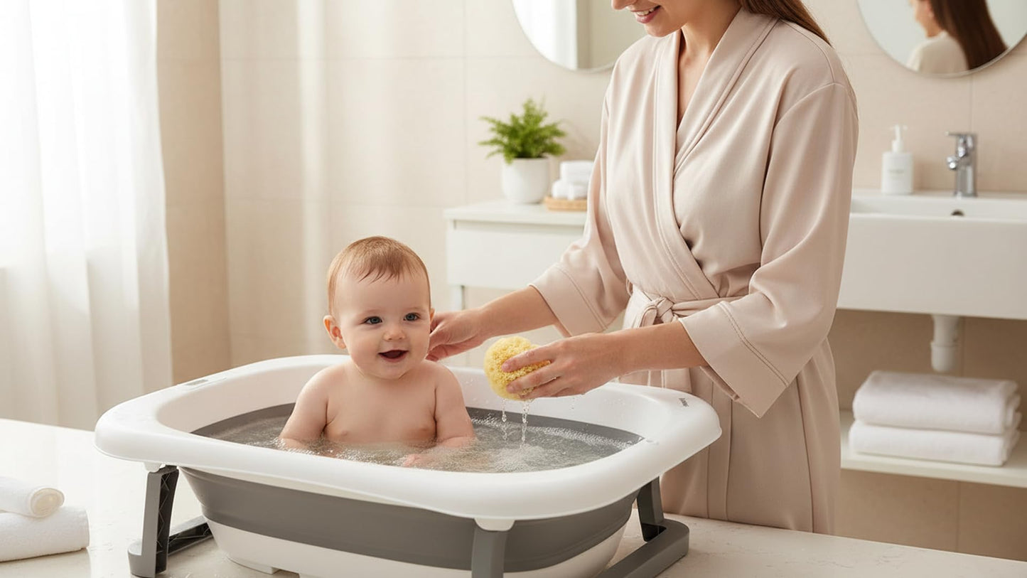 BAMBINETO Bañera plegable para Bebé con Termómetro CHICA
