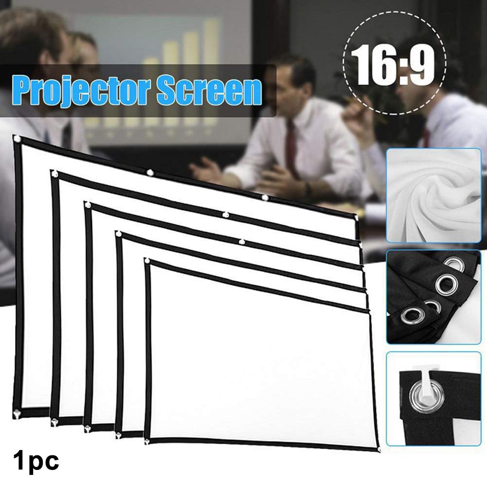 visualización de proyector, visualización de proyector blanca, visualización de proyección plegable de cine en casa 16:9 sin arrugas, 60 pulgadas, 72 pulgadas, 84 pulgadas, 100 pulgadas, 150 pulgadas