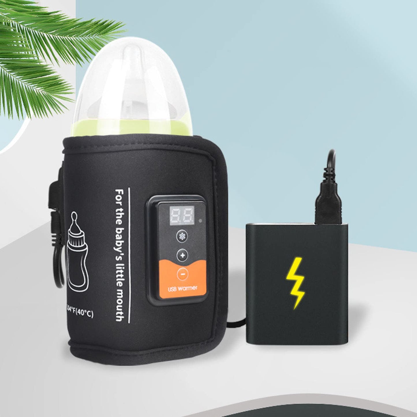 Calentador de Biberones, Mini Portátil Tipo C USB Temperatura Constante Calentamiento Rápido Artefacto de Leche Caliente Viaje de Bebé Dispositivo de Leche Caliente Aislado Ajustable Inteligente, para