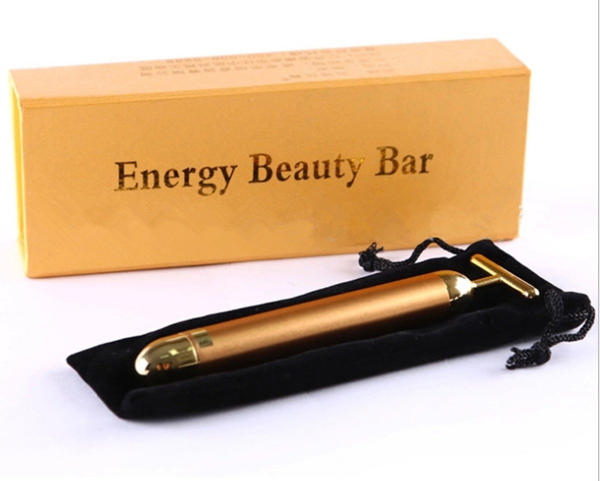 AnHua Waterproof Beauty Bar 24K Golden Anti-Aging PULSE SKIN CARE Gold Facial Roller Massage