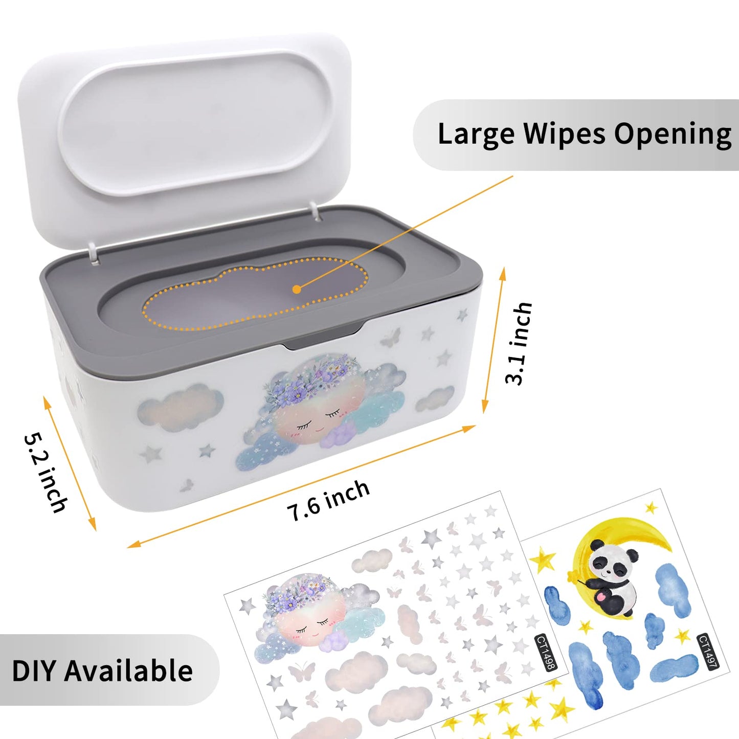 Dispensador de toallitas para bebé, soporte para toallitas de pañales con tapa, contenedor recargable con diseño de sellado, caja de almacenamiento para toallitas desechables para baño, mantiene las toallitas frescas, fácil de abrir y cerrar