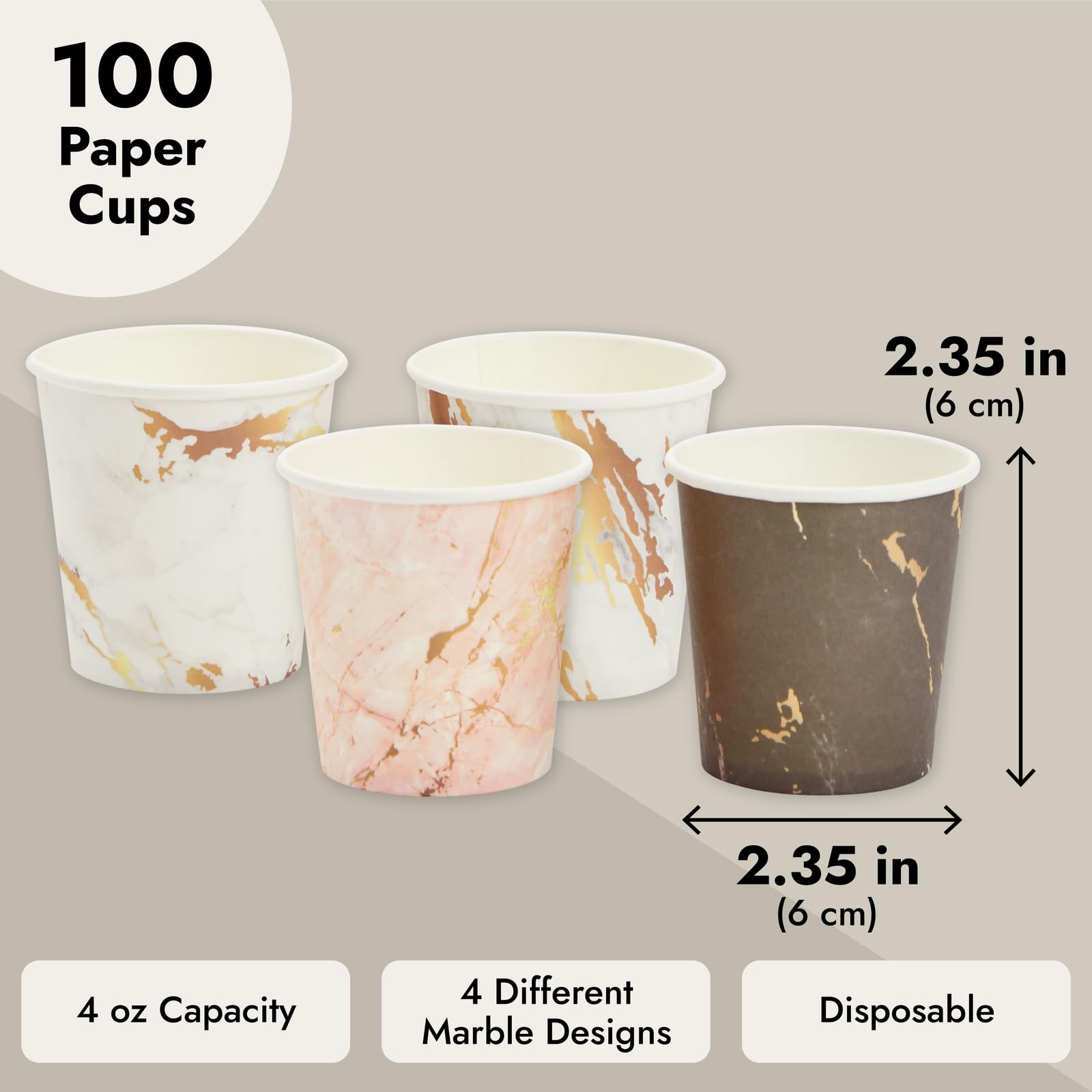 Tazas Desechables Sparkle and Bash Mármol Versátiles 4 oz