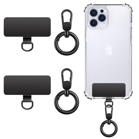 Parches de Seguro para Teléfono MoKo Negro con O Ring Giratorio 360° para Funda Completa