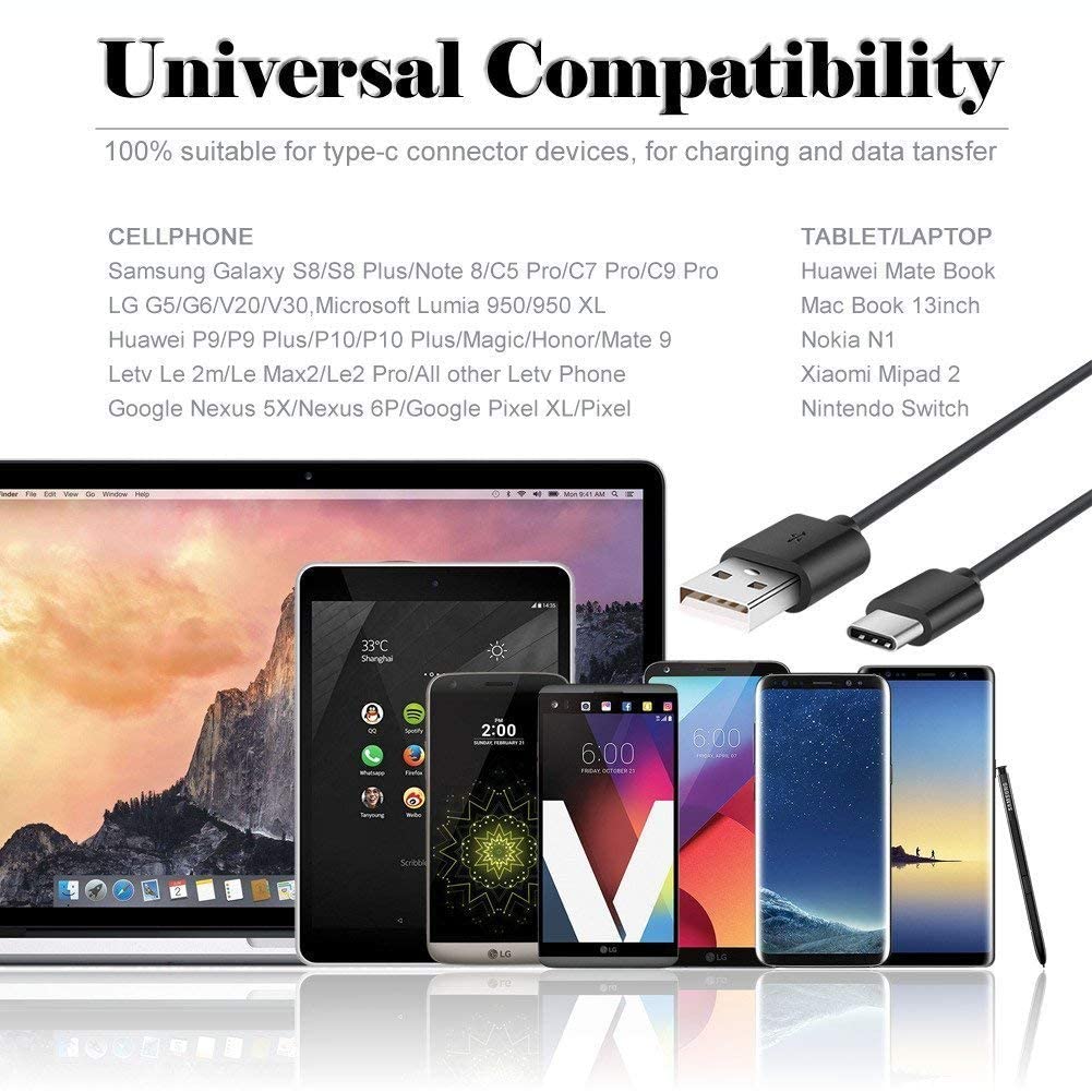 Cargador rápido con cable USB tipo C de 1,2 m y adaptador OTG para Samsung Galaxy S9/S9 Plus/S8/S8 Plus/S10/S10e/S10 Plus/Note 8/Note 9/A01/A13/A03s/A21/A30/A32/A32/A33/A42/