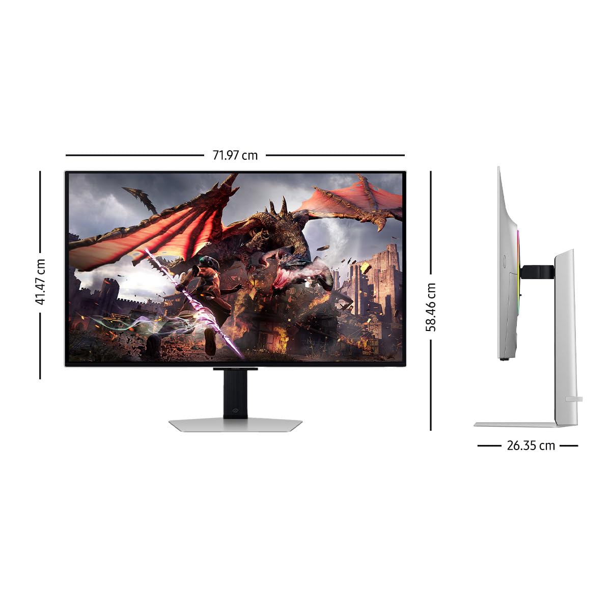 Samsung 32" Odyssey OLED Monitor G80SD 4K 240Hz, Resolución OLED en 4K, Negros más Profundos, Glare Free, Tiempo de Respuesta de 0,03ms (GtG), AMD FreeSync Premium Pro LS32DG800SLXZX