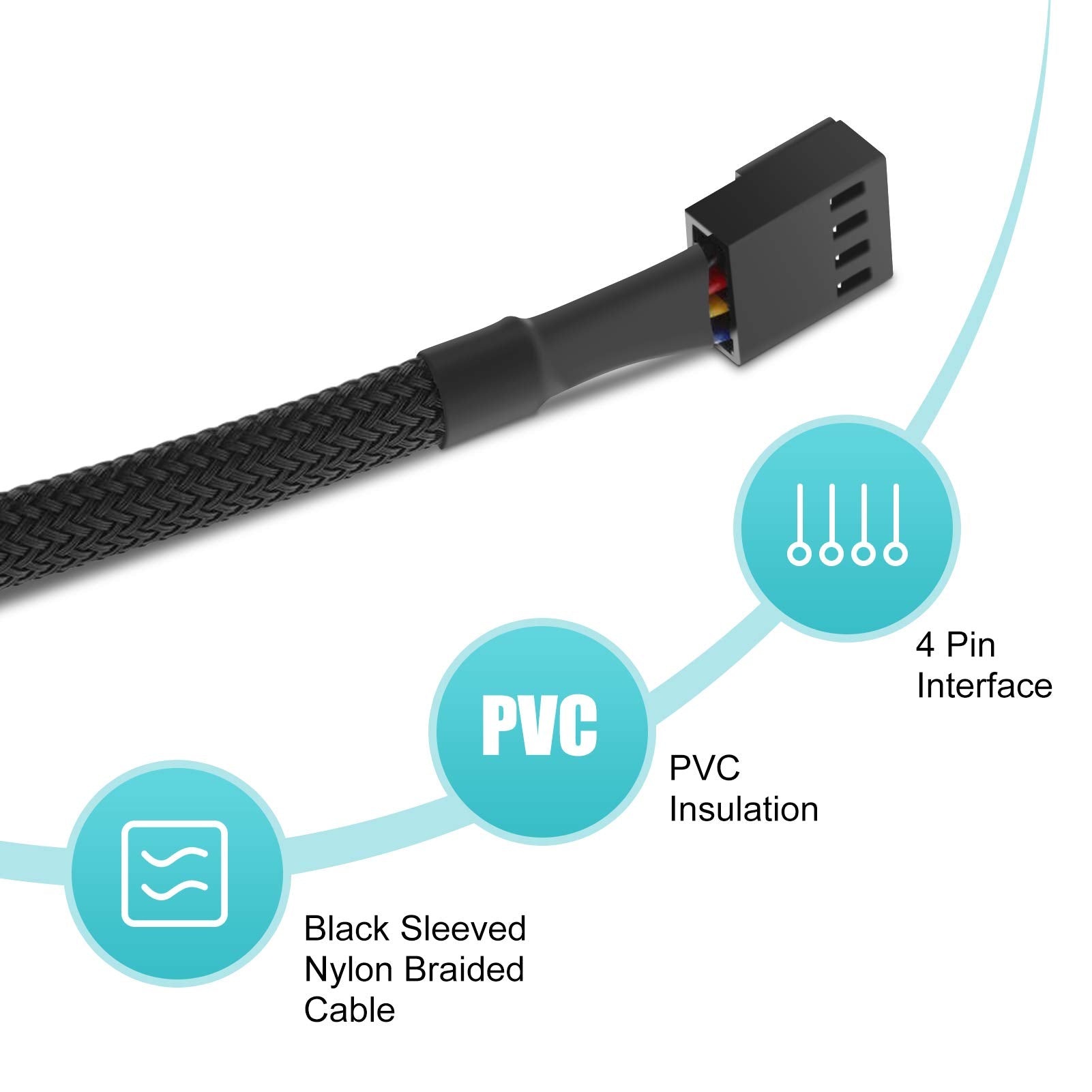 Cable de fuente de alimentación del concentrador de ventilador de PC PWM, concentrador divisor de ventilador de refrigeración de CPU de 5 puertos, para 4 pines 3 pines
