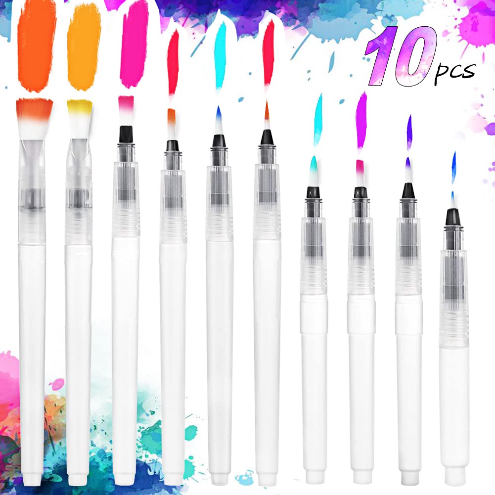 Pincel de Agua 10 Piezas Pinceles Acuarela de Pintura para Acuarela Puntas Caligrafía Arts Marcadores Surtidos Pequeño Grande de Agua Soluble Lápices Pinceles para Acuarela para Pintura de Acuarela