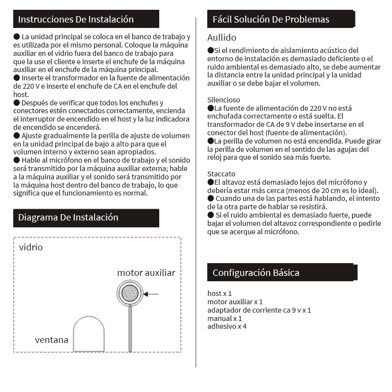 Micrófono de Intercomunicación Sonew Vidrio con Anti-interferencia y Grabación de Audio Bidireccional