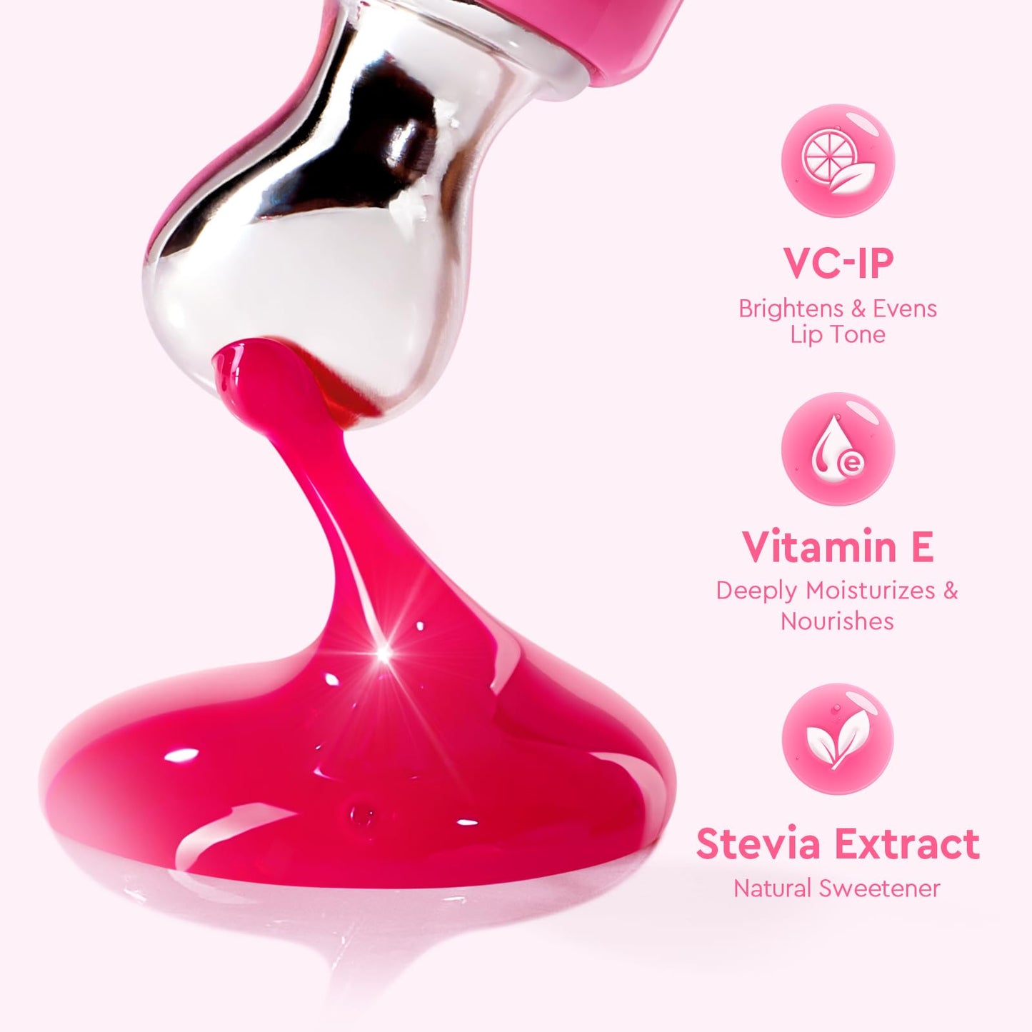 Glad2Glow sérum labial 3 en 1 con efecto iluminador, bálsamo labial con color con VC-IP y Vitamin E, brillo ligero no pegajoso con charm a juego (03 Berry)