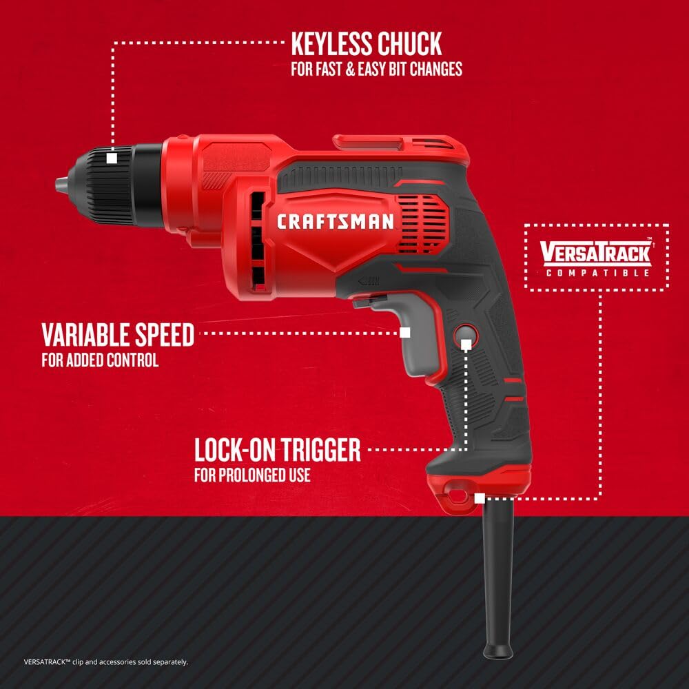 CRAFTSMAN Taladro Atornillador de 3/8 Pulgadas de 840W 7.0Ah CMED731