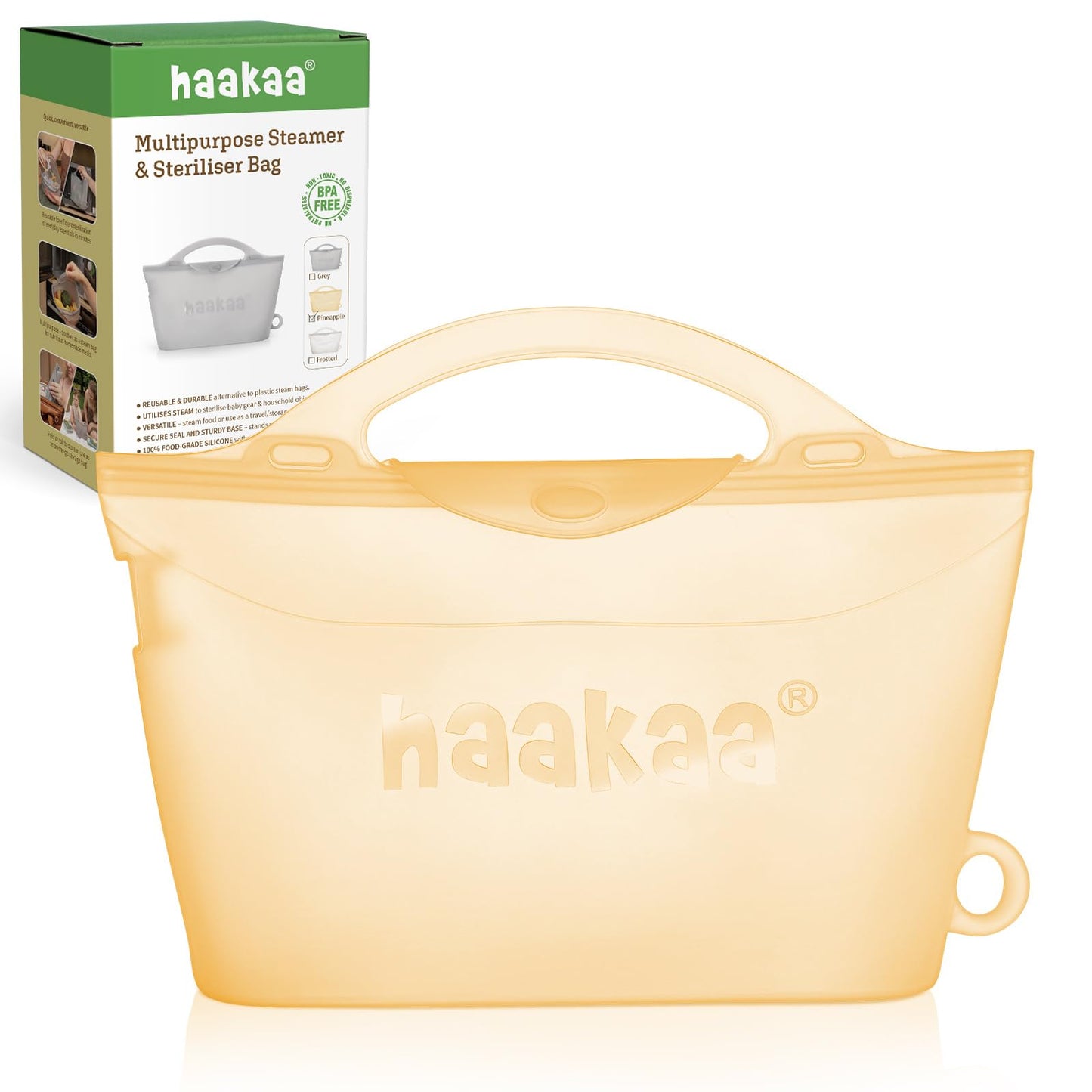 Bolsa reutilizable de gran capacidad de 2000ml/70oz para esterilizar y vaporizar al microondas Haakaa de silicona, para biberones, extractores de leche, accesorios, chupetes, mordedores, ideal para el