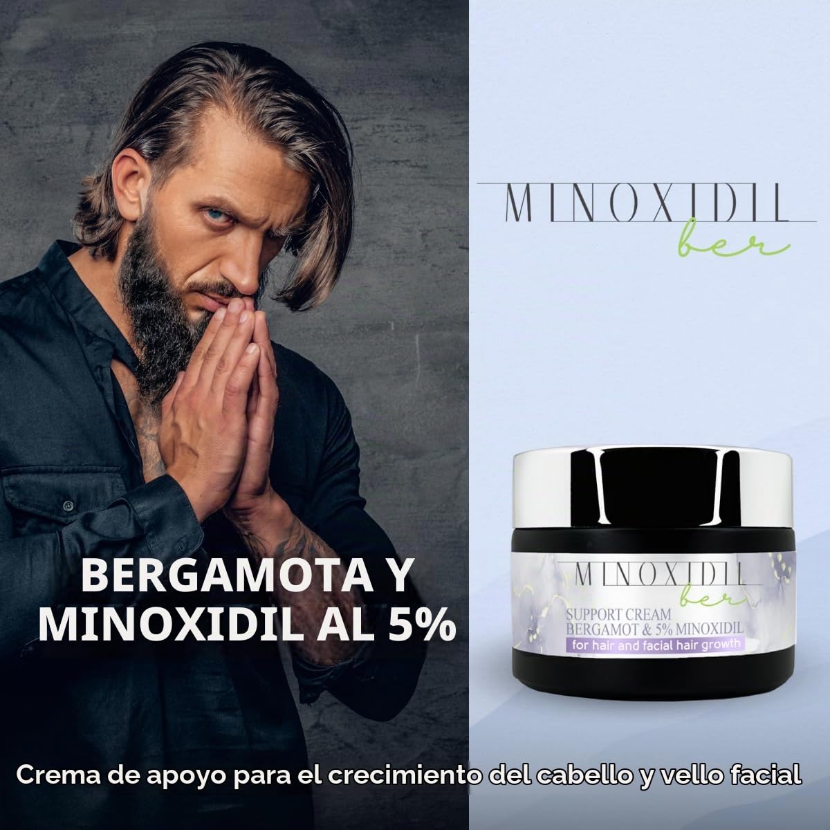 Crema Auxiliar Crecimiento con Bergamota y Minoxidil 5%