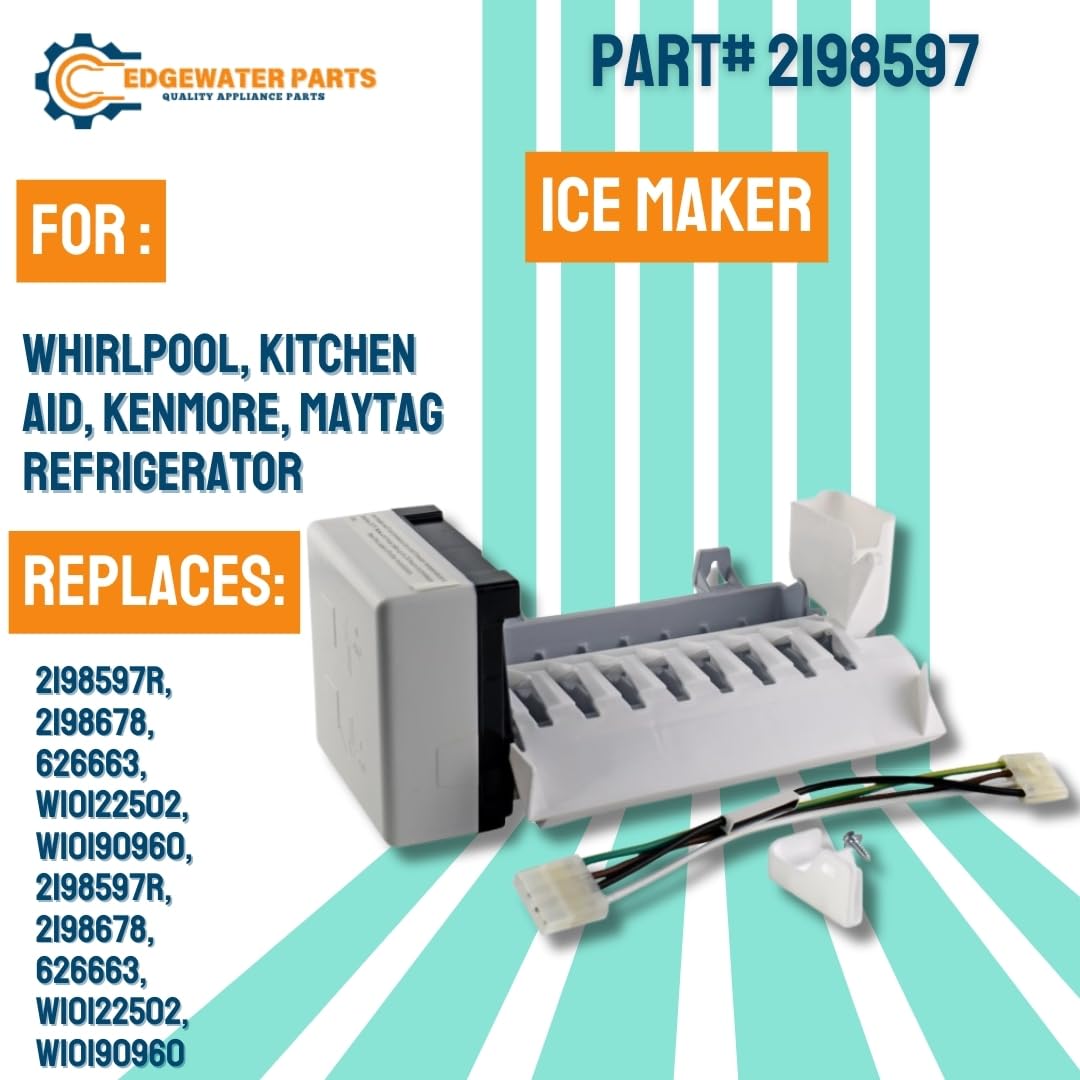 Repuesto de Máquina de Hielo Edgewater Parts Blanco Compatible con Refrigerador KitchenAid y Whirlpool
