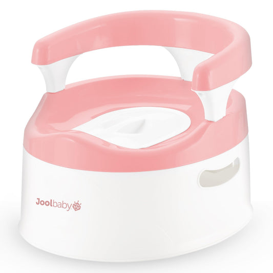 Jool - Silla de baño para bebé para entrenamiento de inodoro, protector contra salpicaduras y soporte de espalda (rosa)