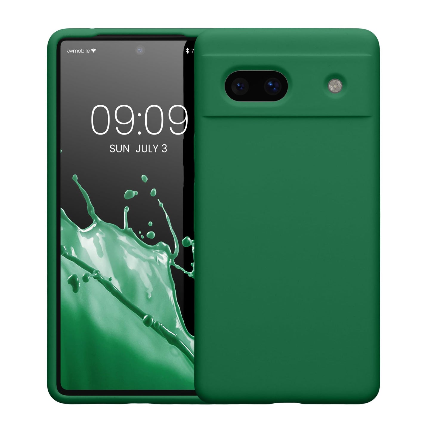 kwmobile Carcasa Compatible con Google Pixel 7a Funda - Case TPU y Silicona antigolpes - Apto Carga inalámbrica - Verde trébol