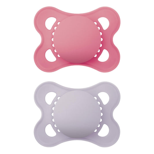 MAM - Chupón original mate para bebé, con forma de pezón que ayuda a promover un desarrollo oral saludable, estuche esterilizador, paquete de 2, 0-6 meses, niña, 2 unidades (paquete de 1).