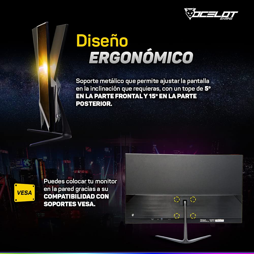 Monitor Ocelot Gaming LED Negro Full HD 144Hz