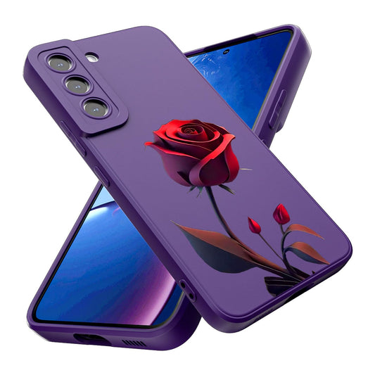 Threehao Funda para Samsung Galaxy S22 Case Uso Rudo, Ultra Delgado Flexible Silicona Púrpura Carcasa con Aesthetic Dibujos Flores, Antigolpes Anti-arañazos Protectora