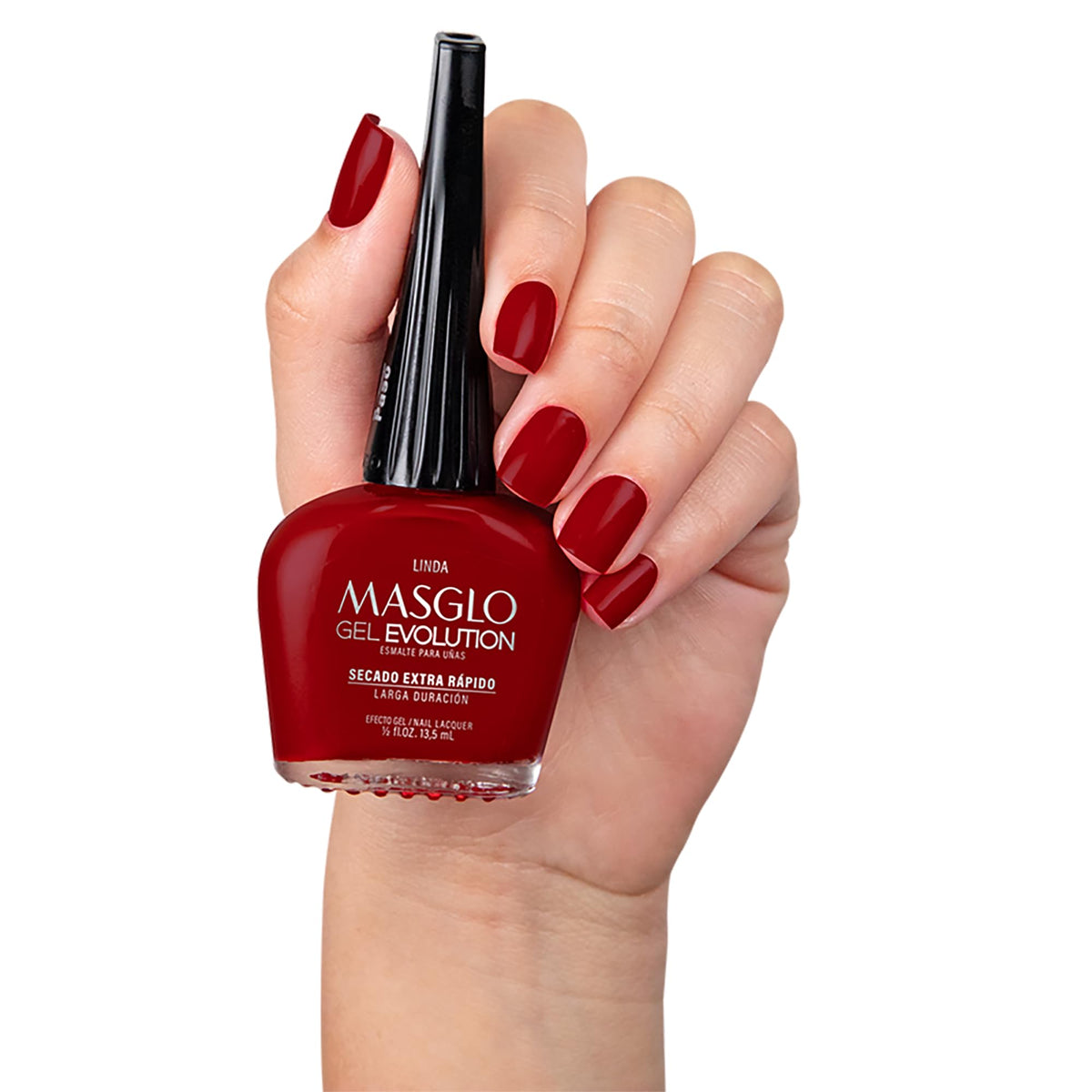 MASGLO- GEL EVOLUTION Esmalte de Uñas Efecto Gel, Sin Lámpara UV/Led, Duración Hasta 12 días, 3 uds Tonos Rojos Co