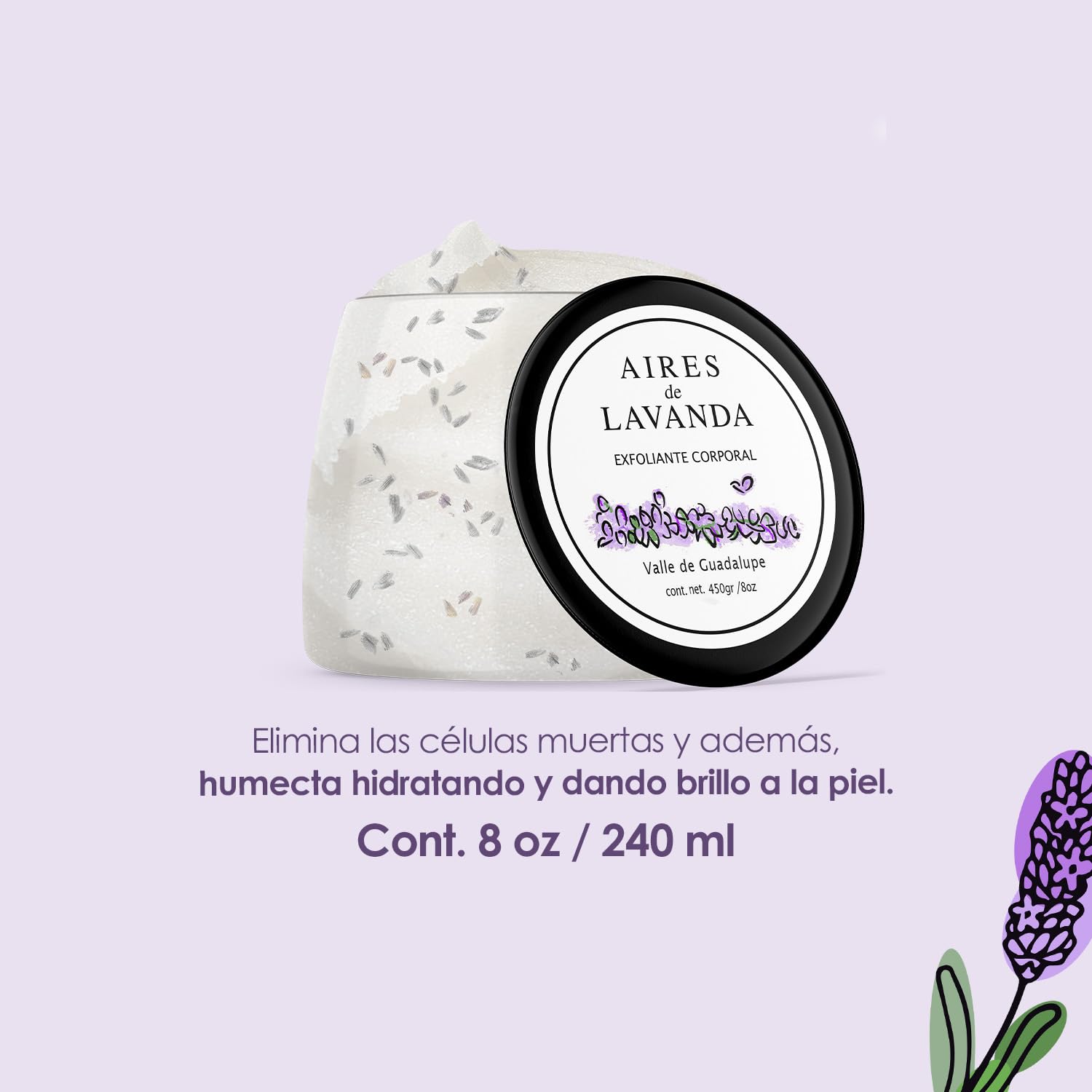 Exfoliante Corporal Natural Aires de Lavanda Aromático para Cuidado Personal