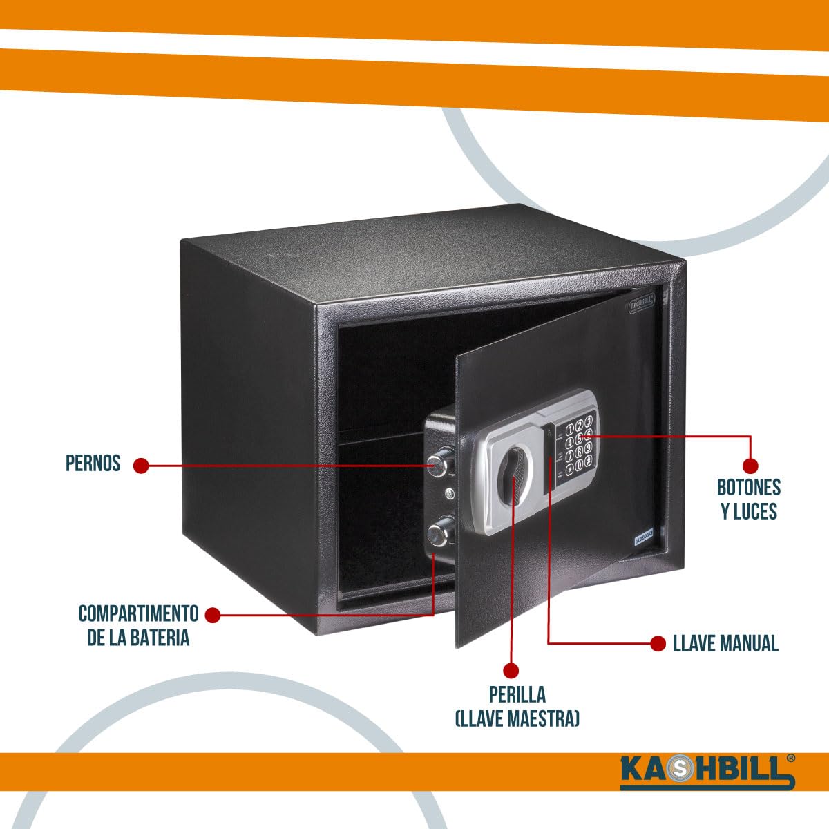 Caja Fuerte Digital Grande Modelo CF04 30x38x30 cm, Cierre Electrónico con Teclado y Llave de Emergencia caja fuerte para casa