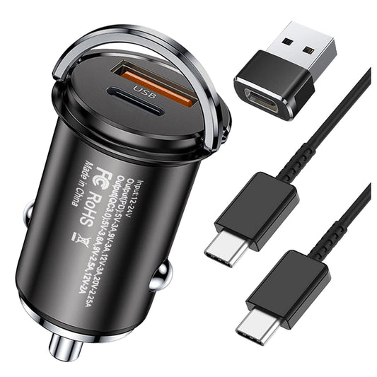 3en1 63W Fast Charger Cargador para Auto, Cargador de Coche,Carga Rápida Tipo C PD 45 W, Quick Charge QC 18W para Samsung S22 Ultra, S21 FE/S21+, para iPad Pro/Mini Redmi Xiaomi iPhone 14 Pro MAX