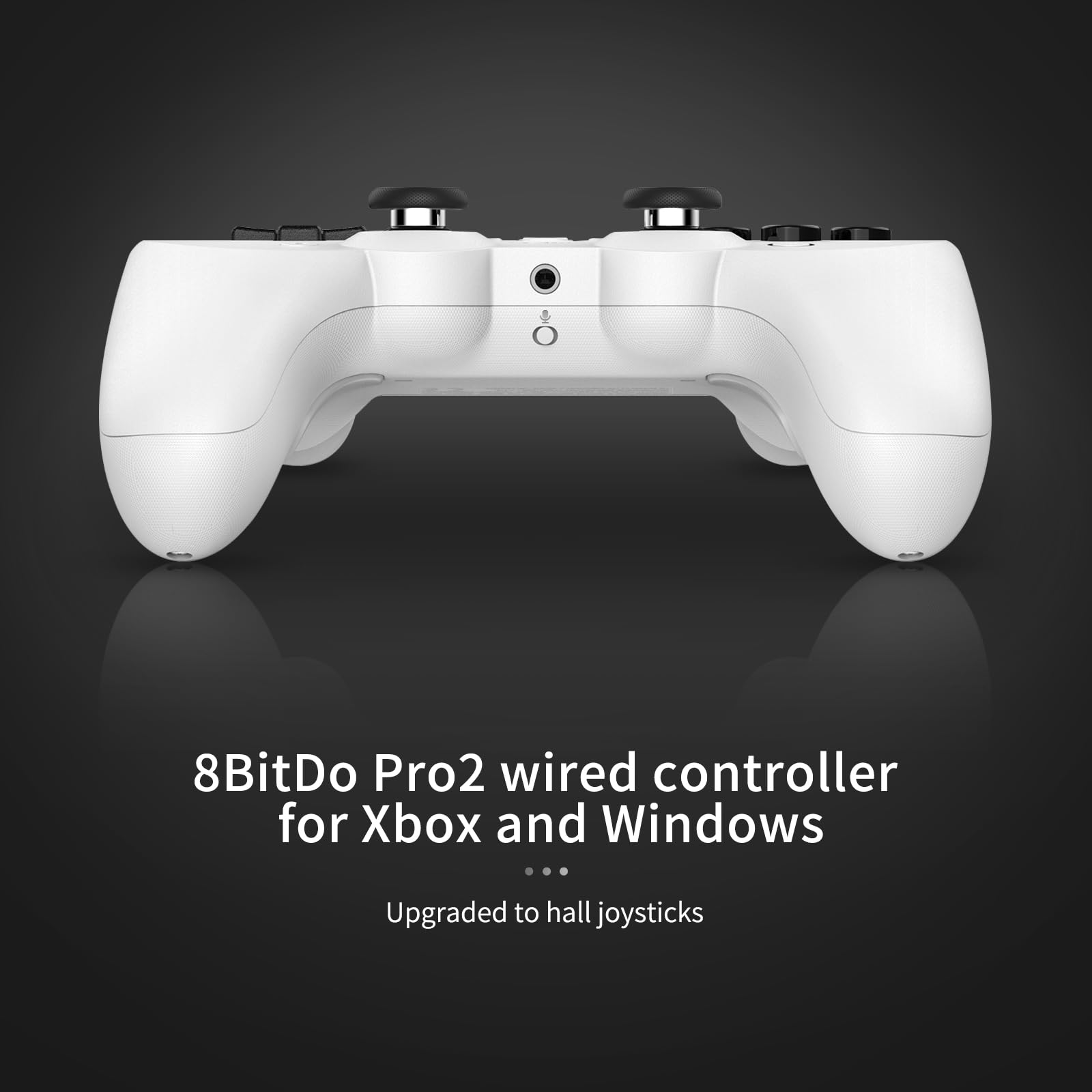 Control Alambrico 8bitdo Pro 2 para Xbox Series X|S, Xbox One, Windows 10/11, Mando con Joysticks de Efecto Hall, Conector de Audio de 3,5 mm - Con Licencia Oficial - Blanco