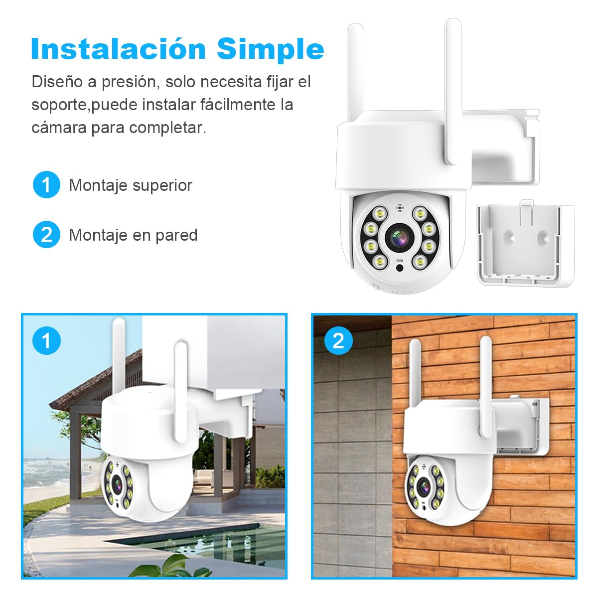 Cámara de Seguridad EASYTAO Exterior WiFi 2.5K 4MP con Visión Nocturna y Audio Bidireccional