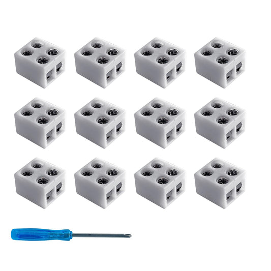 CEZELUX - Paquete de 12 conectores de tira de luz LED de 8 mm, 2 pines, sin soldadura, blanco de 12 V, conectores de luz a cable para tira de luces LED de 5 V, 24 V, solo color, incluye