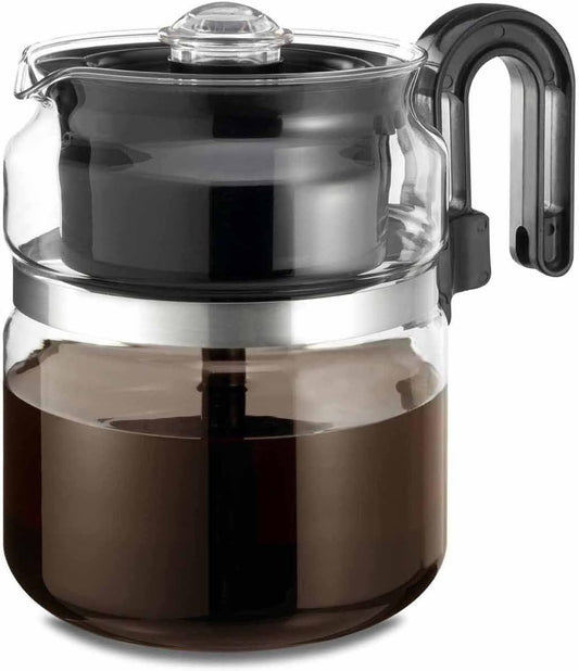 Café Brew Collection - Cafetera de vidrio de 8 tazas - Percolador de café de vidrio borosilicato, sin BPA, apto para lavaplatos, preparación en rangos eléctricos y de gas