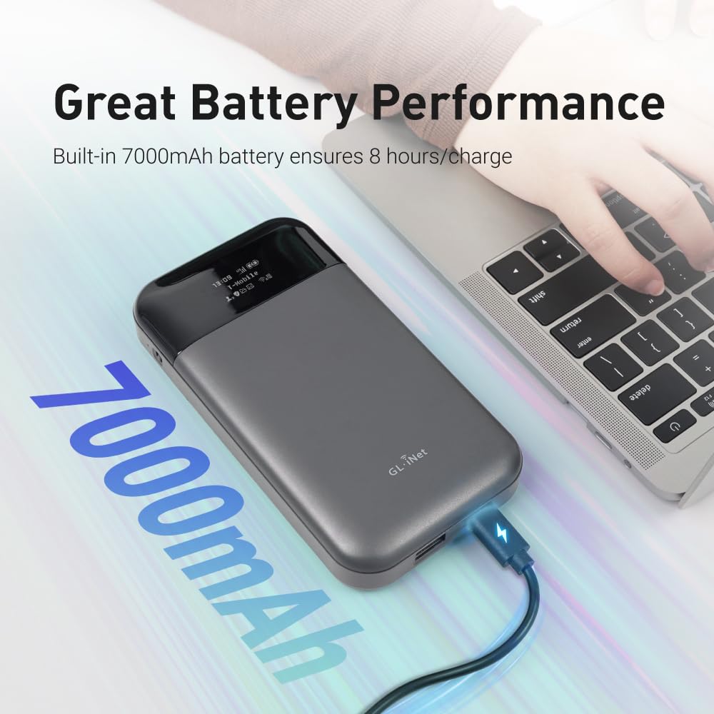 GL.iNet GL-E750V2 (MUDI) 4G LTE Punto de Acceso portátil Wi-Fi para Viajes | Dispositivo de Punto de Acceso móvil, OpenWrt, OpenVPN, WireGuard, 7000mAh, versión Global