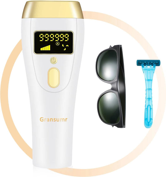 Gransumr Dispositivo de depilación láser IPL en el hogar Eliminador de vello permanente e indoloro para mujeres y hombres Mejor cuerpo completo Facial Cara Axilas Piernas traseras Brazos Cara Línea d