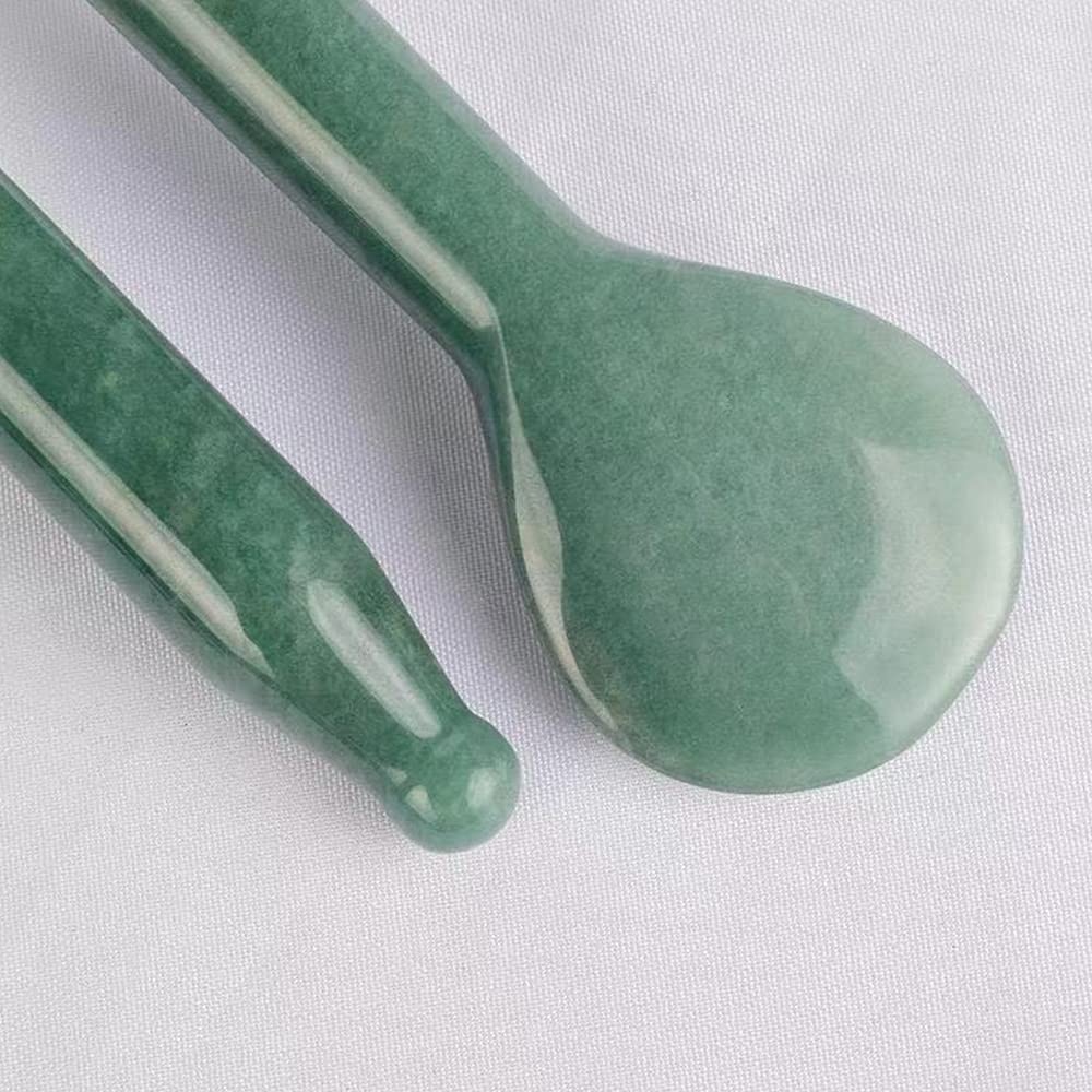 Jade Gua Sha herramientas de masaje, herramienta facial 100% natural verde gua sha anti envejecimiento de la piel facial SPA para rejuvenecer la piel, antiarrugas y antienvejecimiento, C